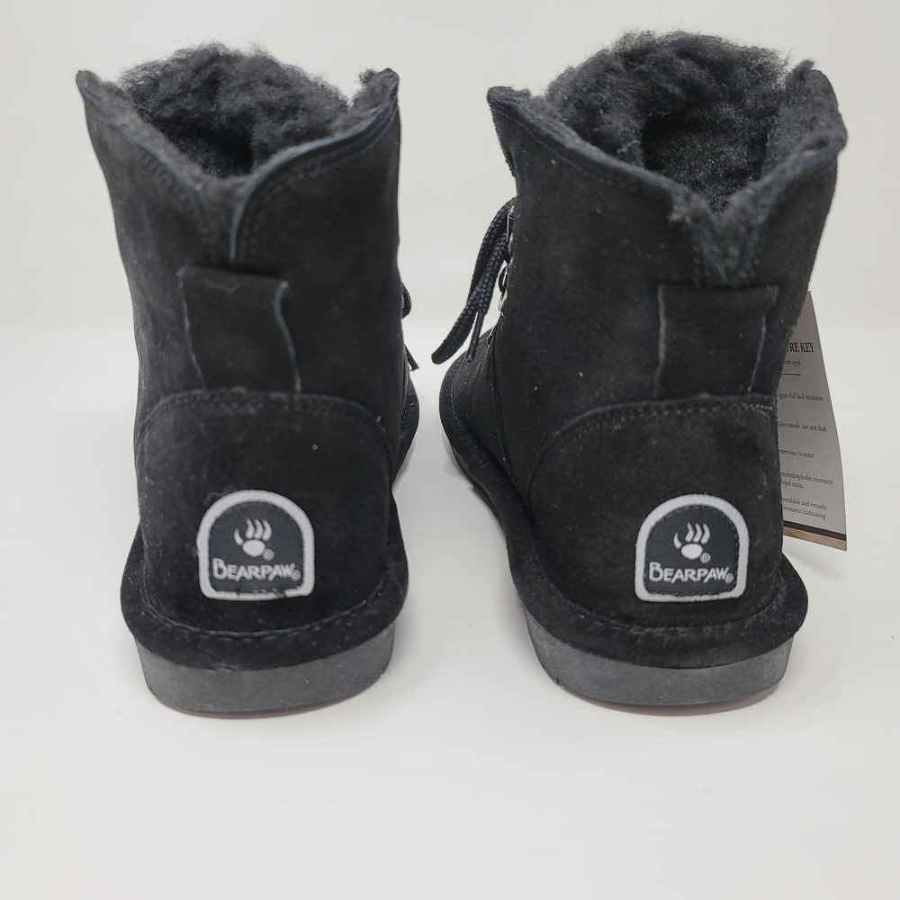 Bearpaw Kerri Suede Lace Up Ankle Snow Boots Booties Size 8 Wide Black Neverwet‎ - Picture 5 of 15